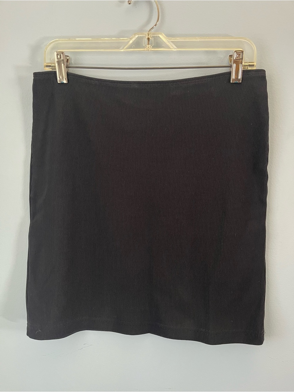 American Apparel Black Stretch Ribbed Pull-On Mini Skirt Size L